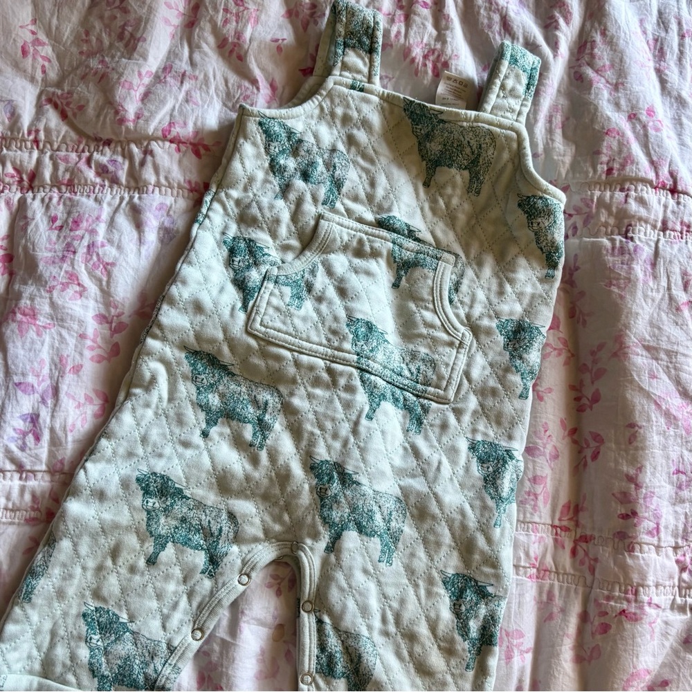 Kate Quinn Highland Cow Quilted Overalls